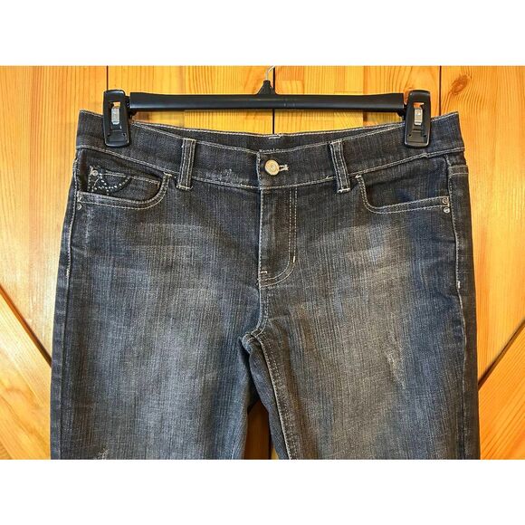 WHITE HOUSE BLACK MARKET Womens Noir Black Distressed Jeans Size 4 (5029) - Picture 2 of 8